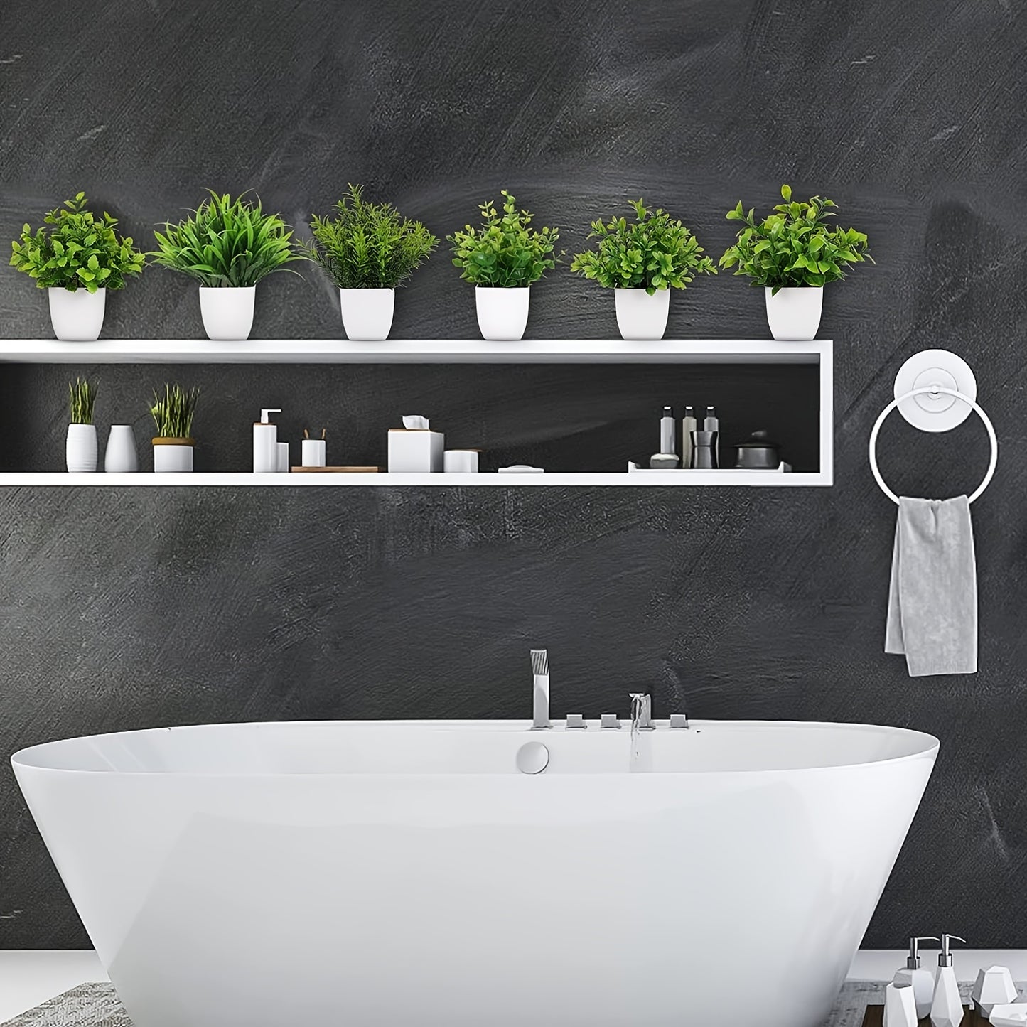 Ensemble de fleurs artificielles de qualité supérieure à 3 pots - parfait pour la décoration de la maison et les bureaux