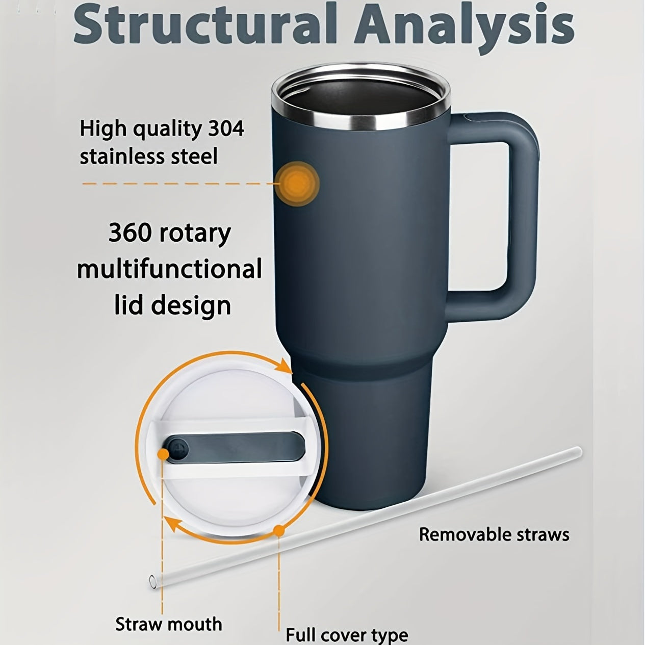 1 pièce, tasse à café pour voiture, bouteille d'eau, grande capacité en acier inoxydable V…