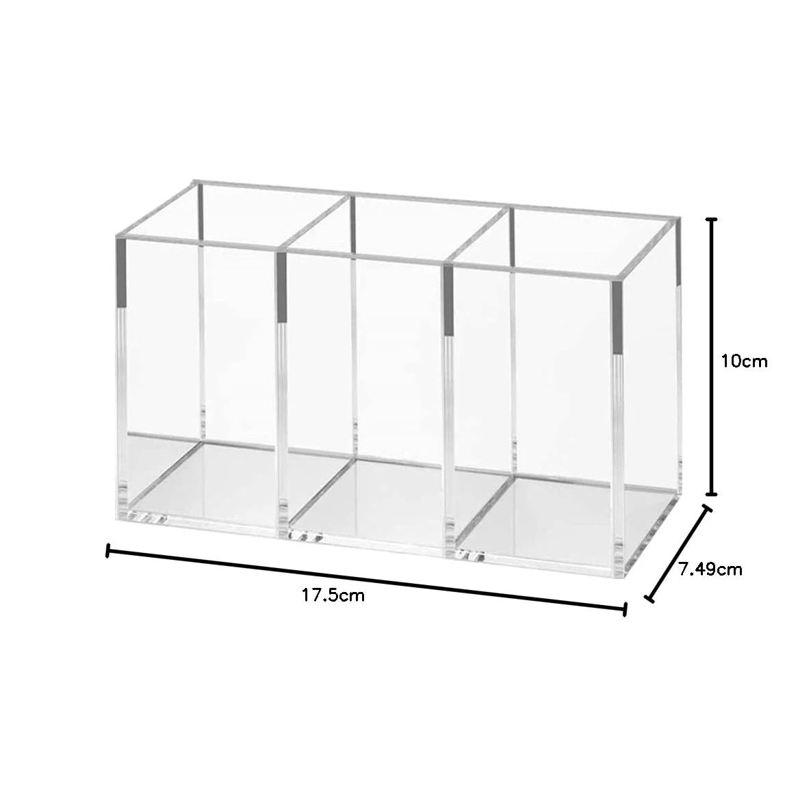 Organisateur de pinceaux de maquillage transparent, plateau de rangement de maquillage, organisateur de maquillage de tiroir de salle de bain, organisateur de pinceaux de maquillage en acrylique à 3 fentes