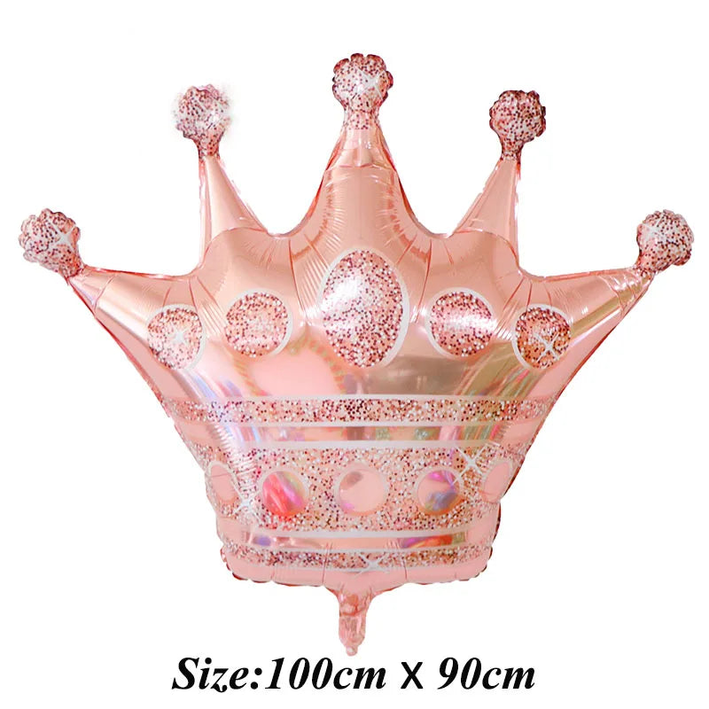 1 ballon en aluminium de grande taille avec couronne dorée, décoration pour fête