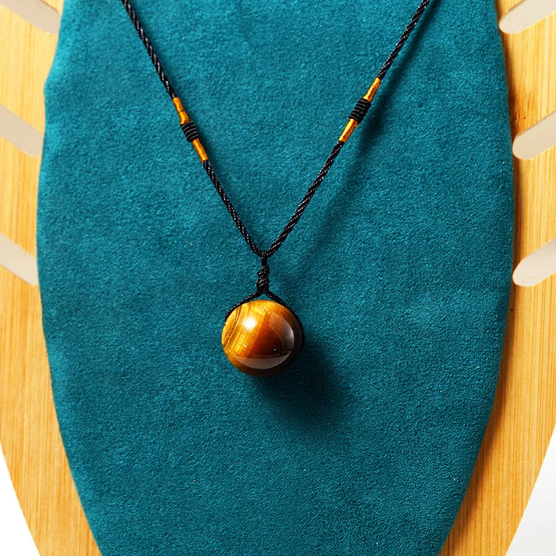 Pendentifs et colliers en pierre d'oeil de tigre naturel, tissage de perles naturelles de haute qualité, chaîne en corde à la mode pour hommes, bijoux