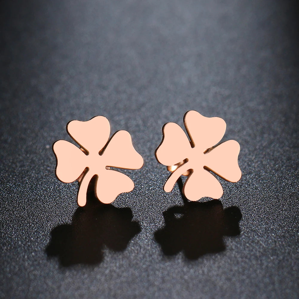 DOTIFI – boucles d'oreilles en acier inoxydable pour femmes et hommes, trèfle, couleur or, bijoux de fiançailles pour amoureux, livraison directe