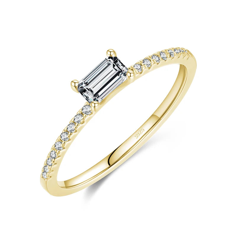 Modian 2021 réel - Simple carré clair CZ Bague charme couleur or