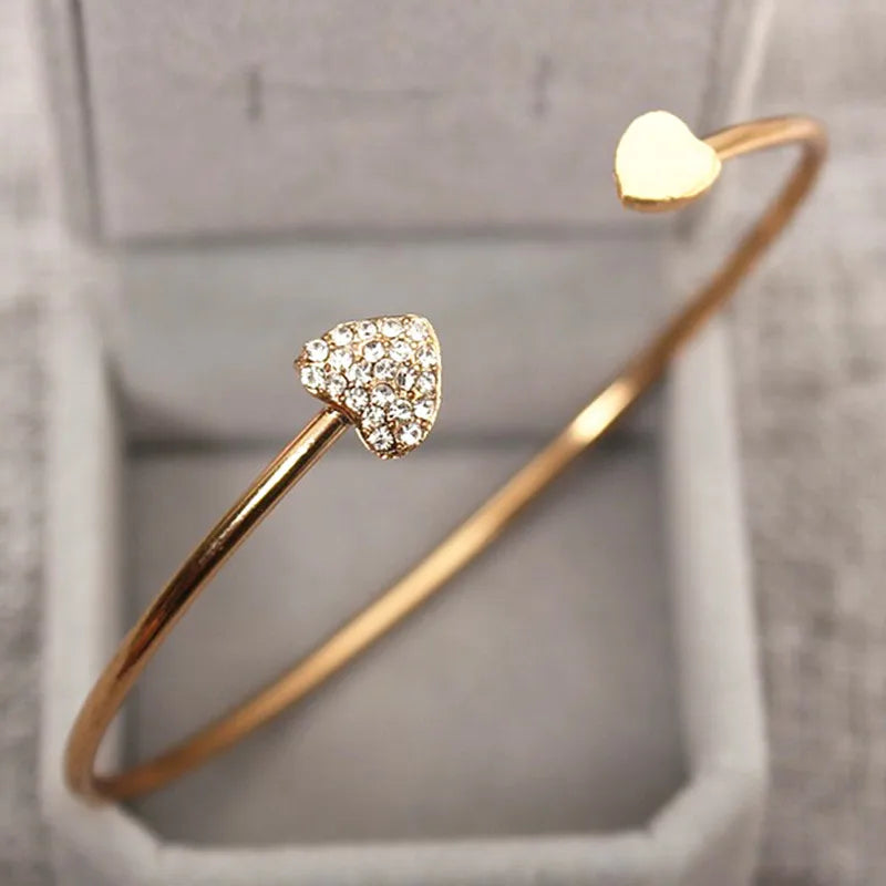 Manchette ouverte Punk Bracelets & Bracelet bijoux de mode pour femmes hommes pulseras mujer battement de coeur feuille flèche Triangle coeur Bracelet chaud