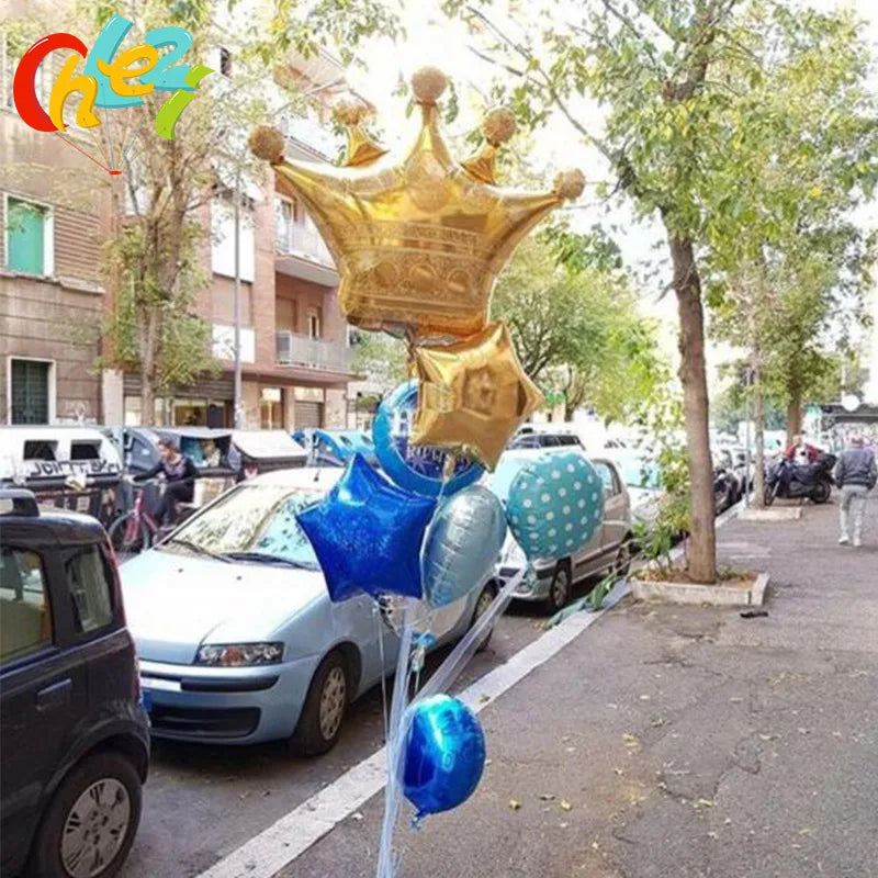 1 ballon en aluminium de grande taille avec couronne dorée, décoration pour fête
