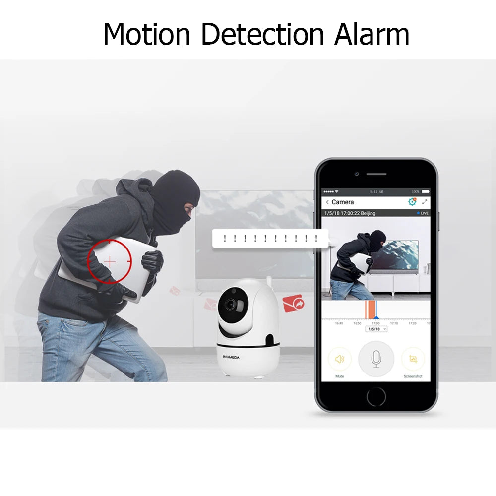 INQMEGA-Caméra de surveillance intelligente IP WiFi Cloud HD 1080p, dispositif de sécurité domestique sans fil, avec suivi automatique de mouvement humain, réseau CCTV