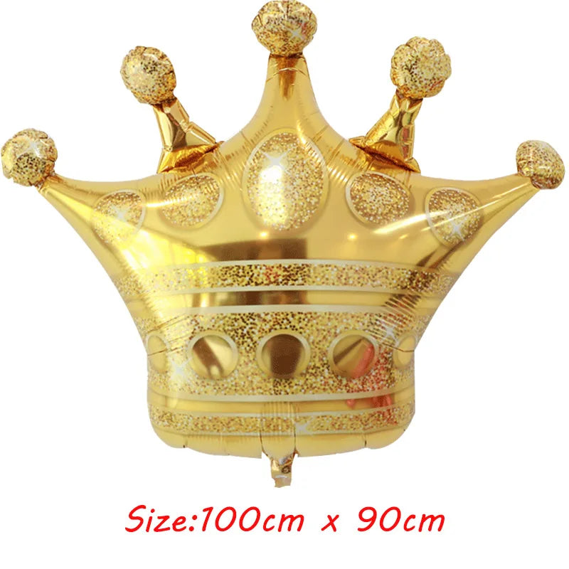1 ballon en aluminium de grande taille avec couronne dorée, décoration pour fête