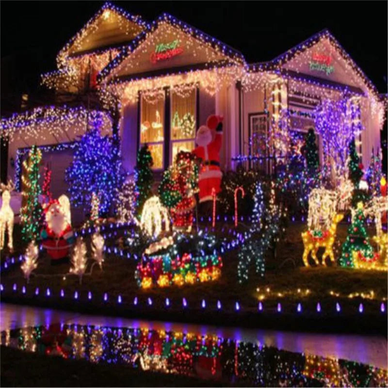 10M 100LED s LED chaîne lumière AC220V AC110V 9 couleurs feston lampes étanche extérieur guirlande fête vacances décoration de noël