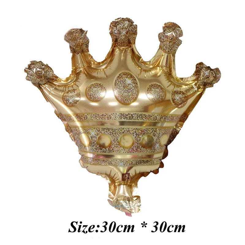 1 ballon en aluminium de grande taille avec couronne dorée, décoration pour fête