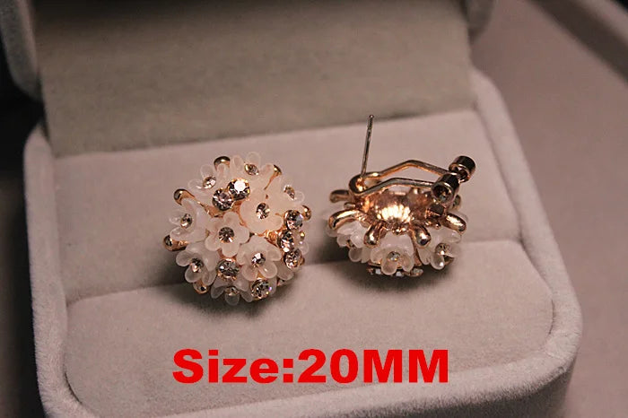 Boucles d'oreilles de mariage pour femmes, couleur or, cristal autrichien, émail, fleur, cadeaux, nouvelle mode 2021
