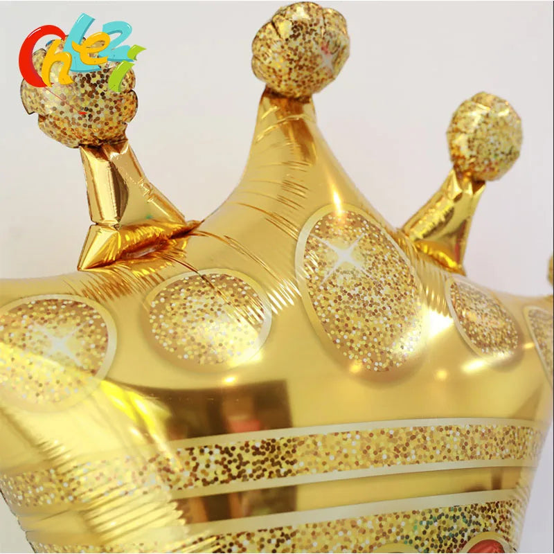 1 ballon en aluminium de grande taille avec couronne dorée, décoration pour fête