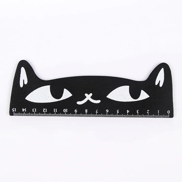 1 pièces Lytwtw's mignon Kawaii chat noir chaton règle droite outils en bois dessin animé couture dessin bureau école papeterie fournitures