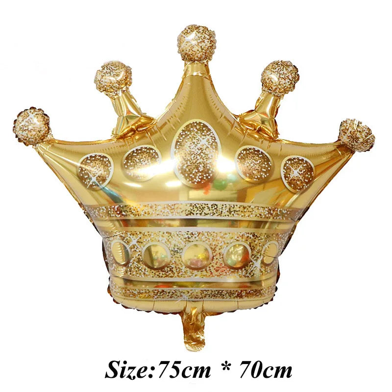 1 ballon en aluminium de grande taille avec couronne dorée, décoration pour fête