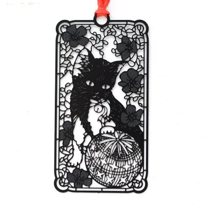 Marque-page en métal Kawaii, joli support de livre chat noir pour livre en papier, cadeau créatif, papeterie coréenne, fournitures scolaires et de bureau