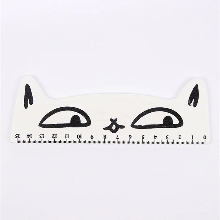 1 pièces Lytwtw's mignon Kawaii chat noir chaton règle droite outils en bois dessin animé couture dessin bureau école papeterie fournitures
