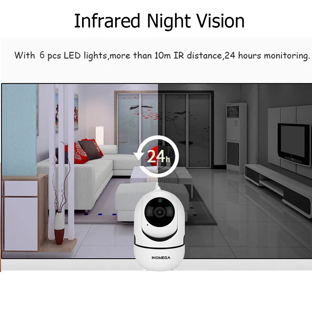 INQMEGA-Caméra de surveillance intelligente IP WiFi Cloud HD 1080p, dispositif de sécurité domestique sans fil, avec suivi automatique de mouvement humain, réseau CCTV