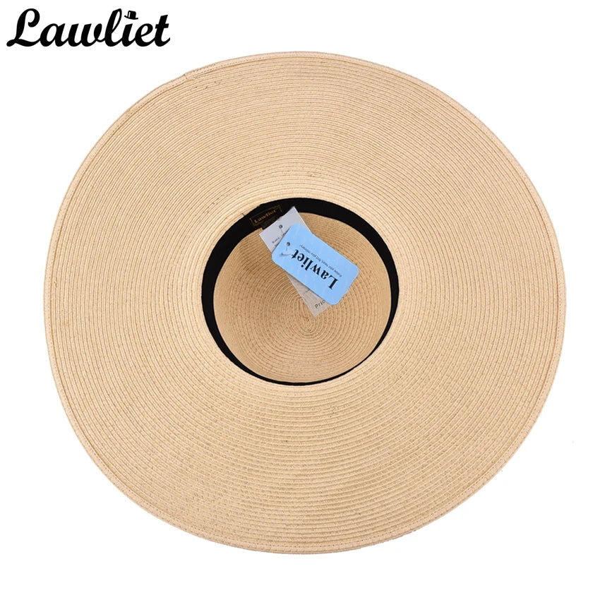 Lawliet-Chapeau de paille pliable à large bord pour femme, accessoire de plage, de mariage, de fête, 7.1, 18cm, A330