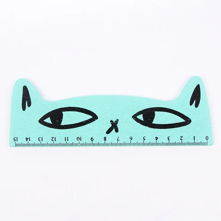 1 pièces Lytwtw's mignon Kawaii chat noir chaton règle droite outils en bois dessin animé couture dessin bureau école papeterie fournitures