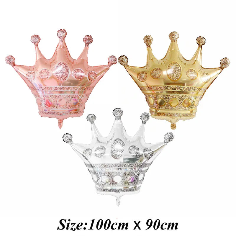 1 ballon en aluminium de grande taille avec couronne dorée, décoration pour fête