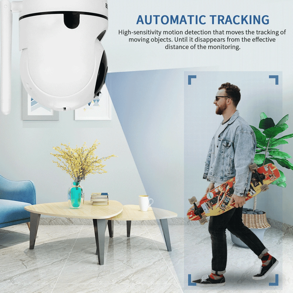 INQMEGA-Caméra de surveillance intelligente IP WiFi Cloud HD 1080p, dispositif de sécurité domestique sans fil, avec suivi automatique de mouvement humain, réseau CCTV
