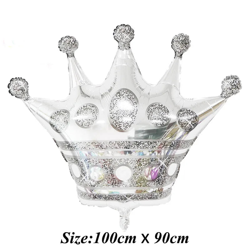 1 ballon en aluminium de grande taille avec couronne dorée, décoration pour fête