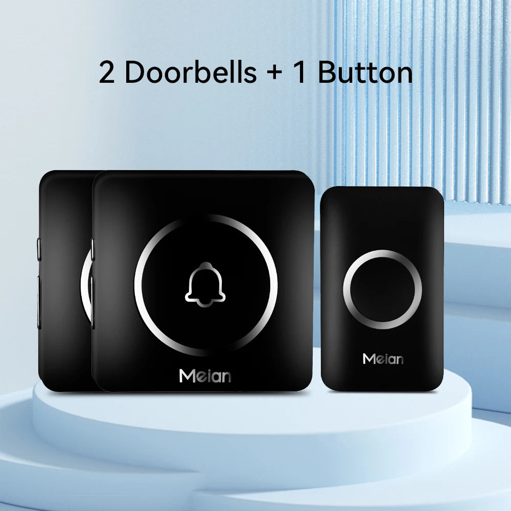 Meian-sonnette sans fil extérieure, sonnette de bienvenue pour maison intelligente, sonnette de porte étanche IP65, Kit de carillon, sonnerie 60, alarme Flash LED