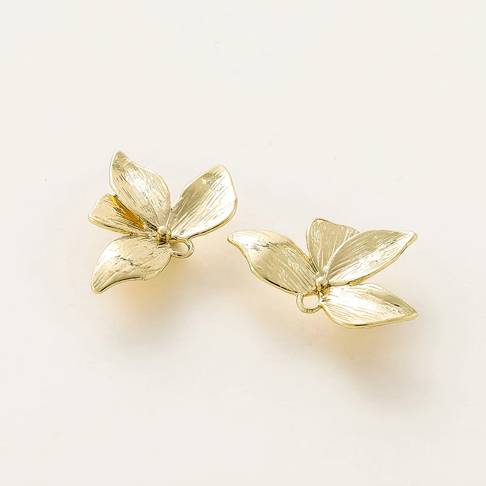 Accessoires de pendentif délicats, couleur or 14K/18K, feuille de laiton plaqué argent, fournitures de fabrication de bijoux, 6 pièces