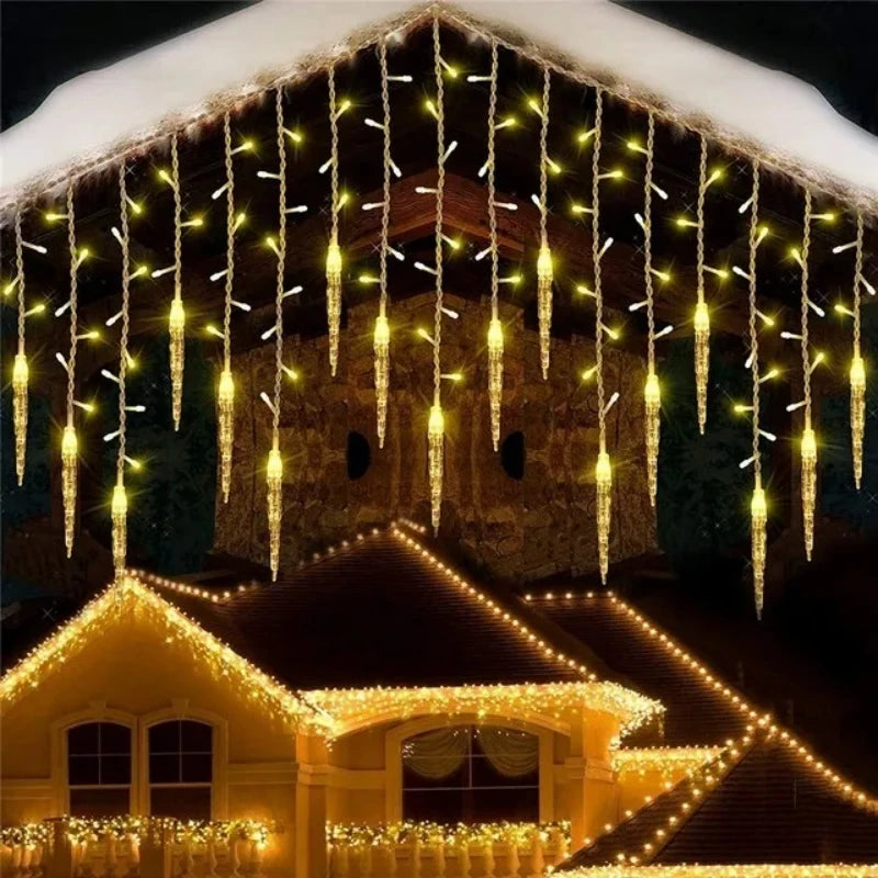 Guirlande de noël LED rideau de glaçons guirlandes lumineuses