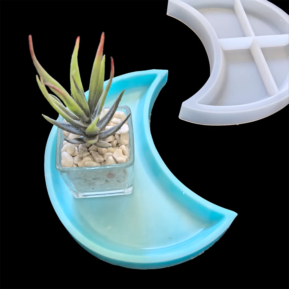 Grand moule de moulage en résine époxy, dessous de verre en forme de lune, artisanat en résine époxy bricolage, 1 pièce