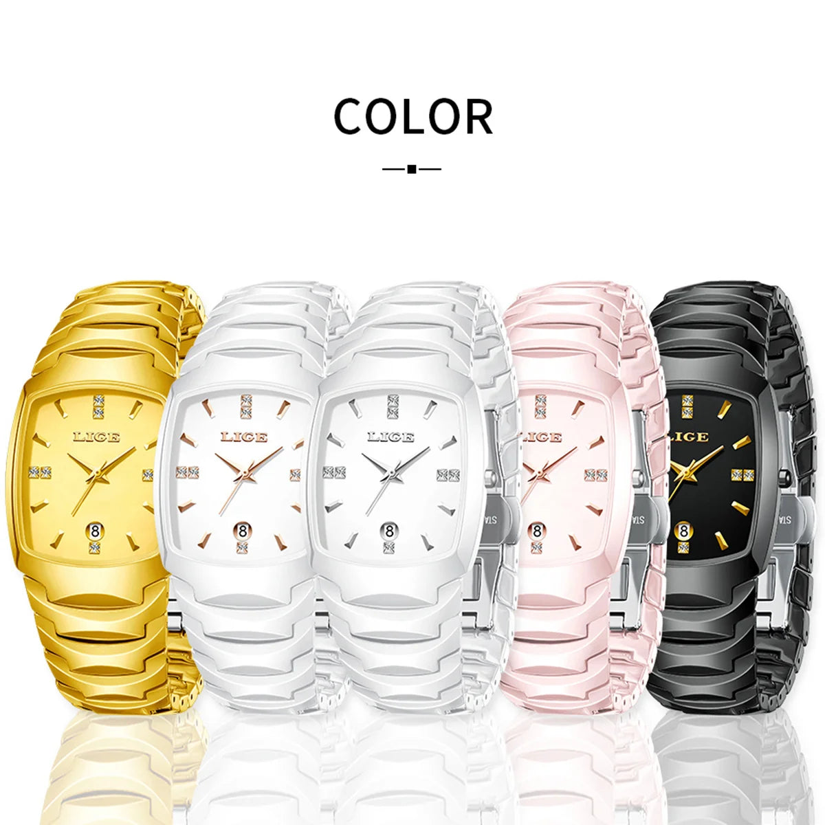 LIGE décontracté élégant femmes montre mode blanc bracelet en céramique calendrier montre à Quartz étanche affaires de luxe cadeau dames montres