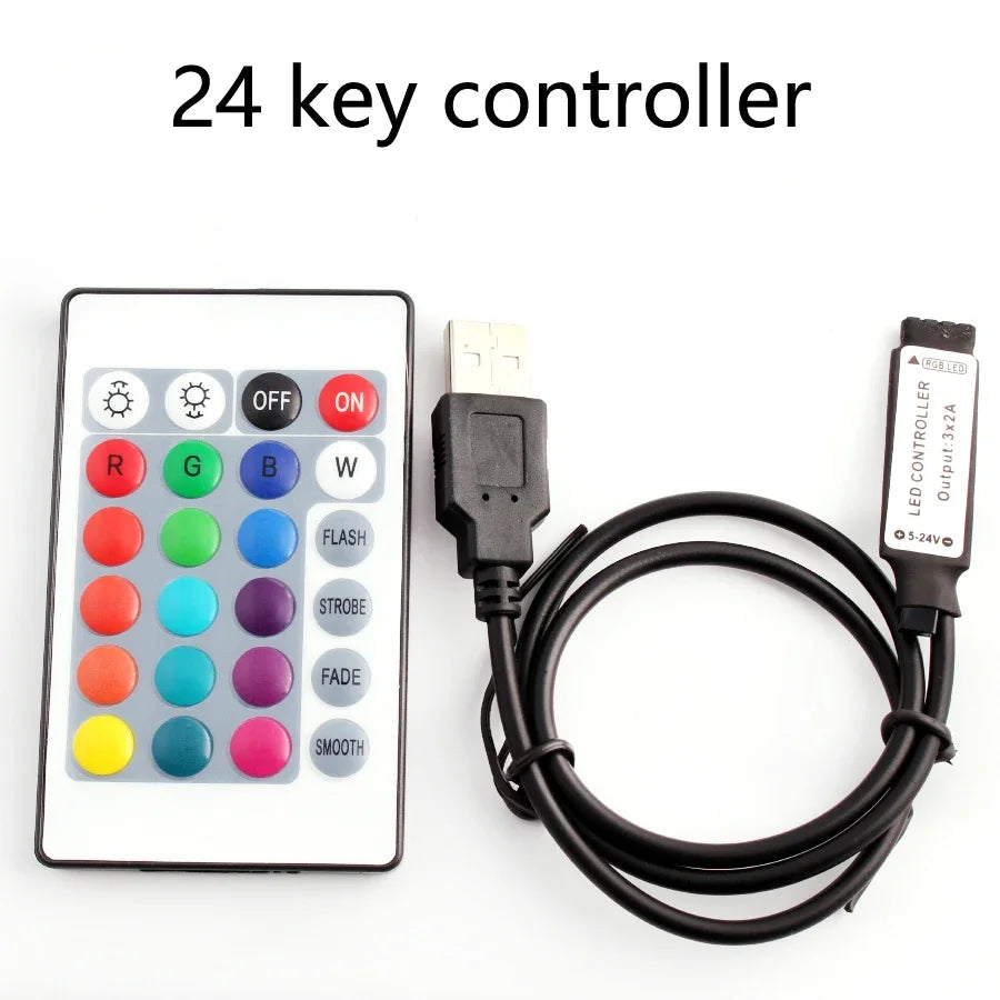 Bande LED RGB contrôleur Mini 3 24 44 touches connecteur USB télécommande IR variateur pour 5050 2835 RGB LED bande lumineuse TV rétro-éclairage