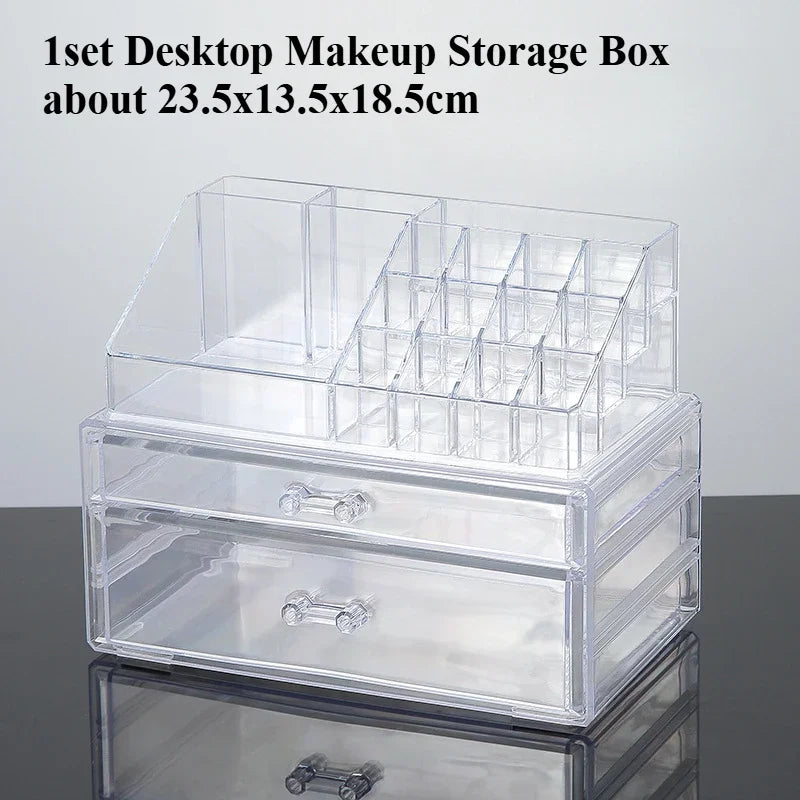 Desktop Makeup Storage Box Multi-layer Drawer Lipstick Organizer Multi-functional Storage Transparent Black Makeup Organizer