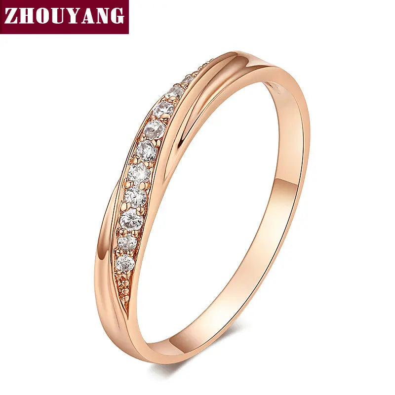 ZHOUYANG – bague pour femmes, bijoux simples en zircone cubique, couleur or Rose