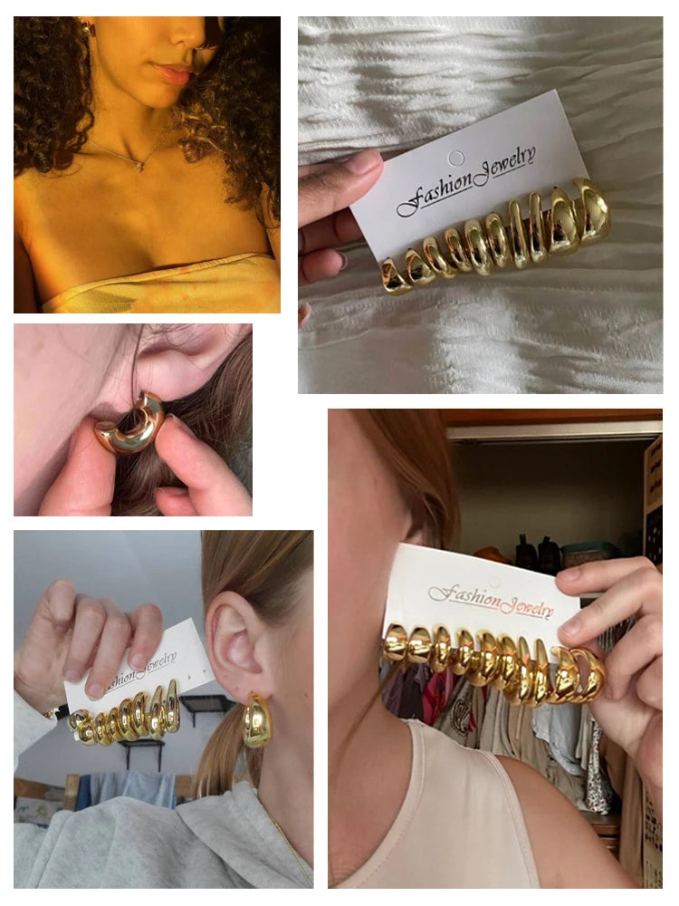 Ensemble de boucles d'oreilles légères en forme de C pour femmes, couleur or, forme asymétrique, CCB, bijoux à usage quotidien, 2/6/20 pièces, 2025