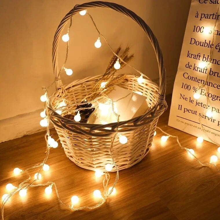 Guirlande lumineuse boule LED alimentée par batterie USB, lampe d'extérieur, lumières dégradées, décoration de Noël, mariage et jardin, 10m
