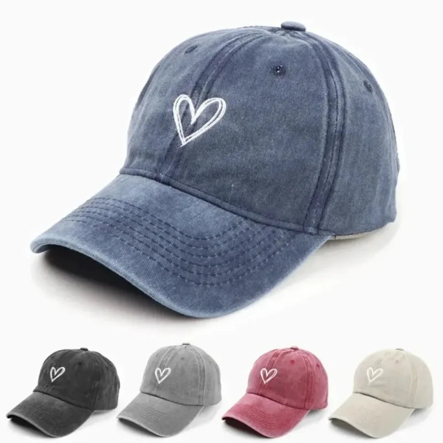 Casquette Homme printemps/été chapeau femme brodé coeur de pêche lavage Denim Baseball chapeau décontracté Version coréenne mince Gorras