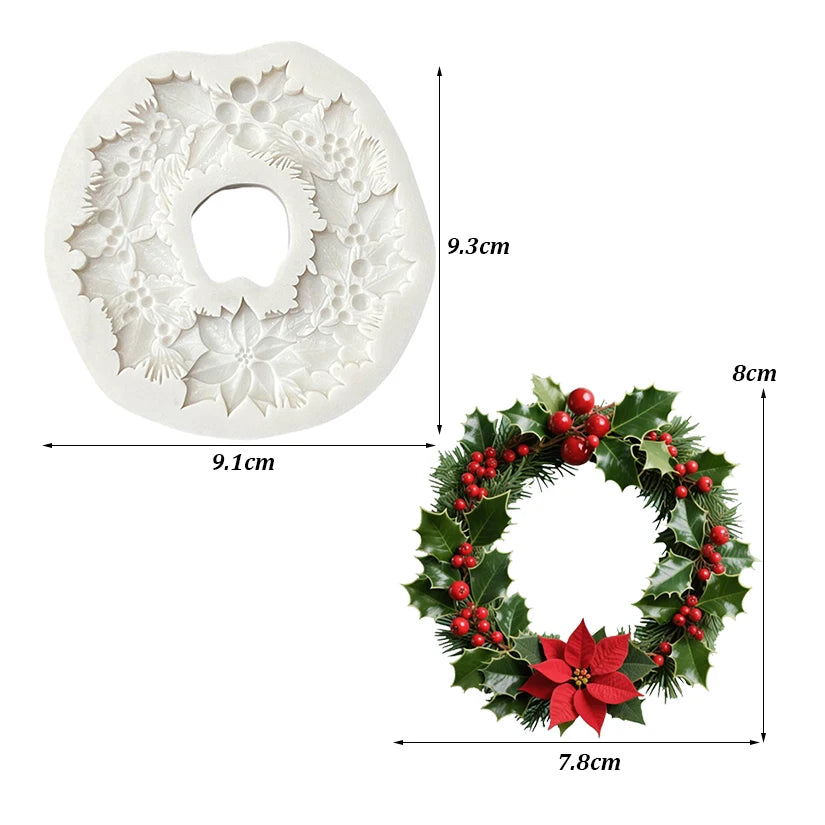 Couronne de Poinsettia en feuille de houx, moule de noël en Silicone pour Sugarcraft, biscuits, Cupcake, cuisson au chocolat, Fondant
