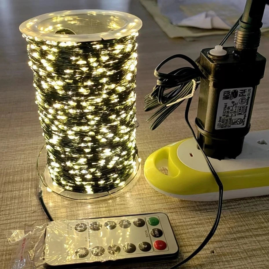 Guirxiété lumineuse dégradée étanche avec télécommande, 1000 LED, guirxiété de Noël, décoration extérieure