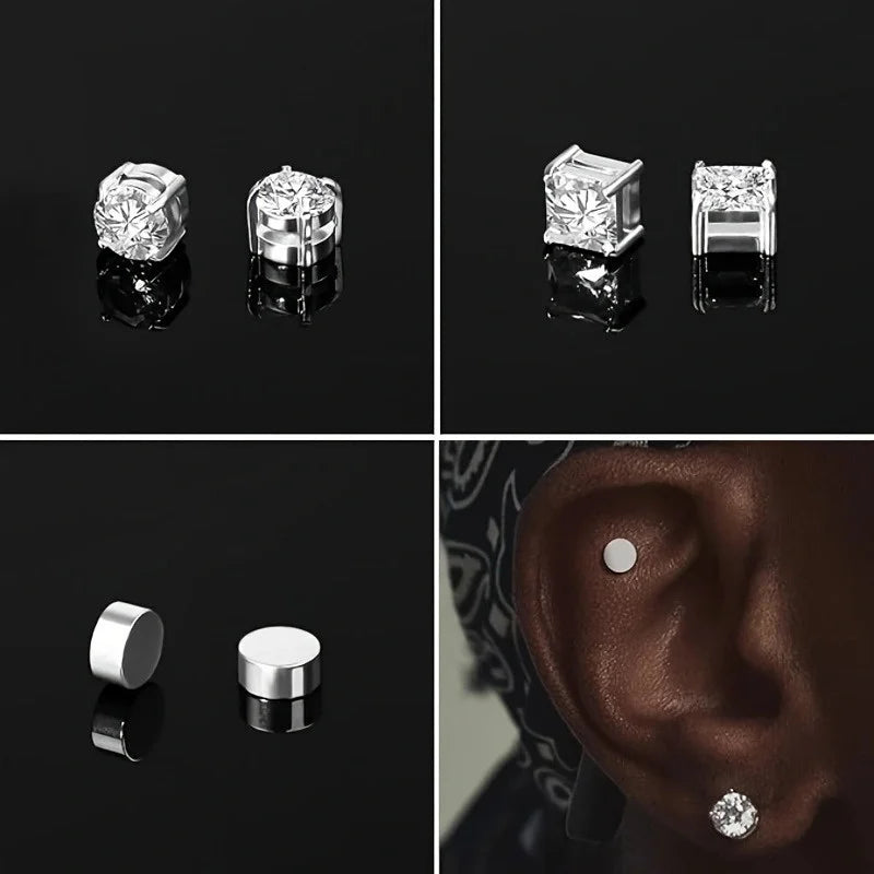 1 paire de boucles d'oreilles magnétiques en acier inoxydable de 6MM pour hommes et femmes, ensemble de boucles d'oreilles à Clip sans perçage, bijoux Non percés