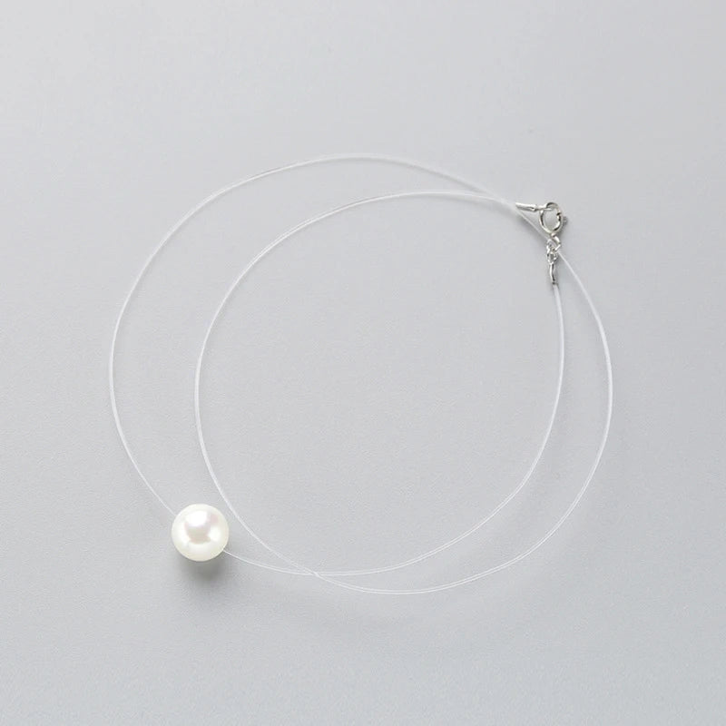 INZATT 925 argent Sterling Zircon cristal perle pendentif collier ras du cou ligne de pêche transparente 2020 bijoux fins pour les femmes