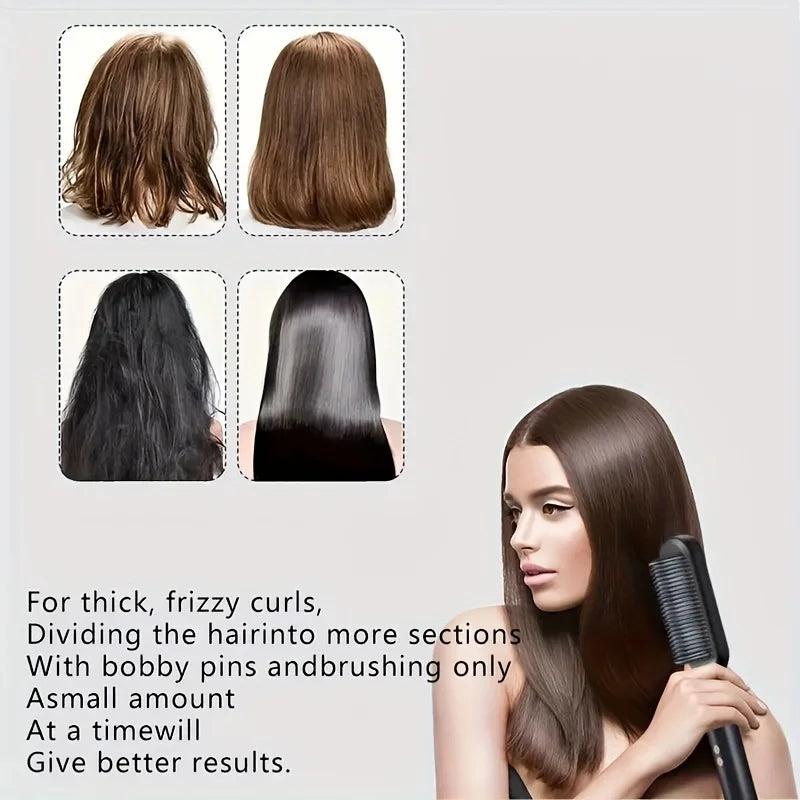 1 pièce de peigne à cheveux raides, outil de coiffure électrique 2 en 1, fer à lisser multifonctionnel