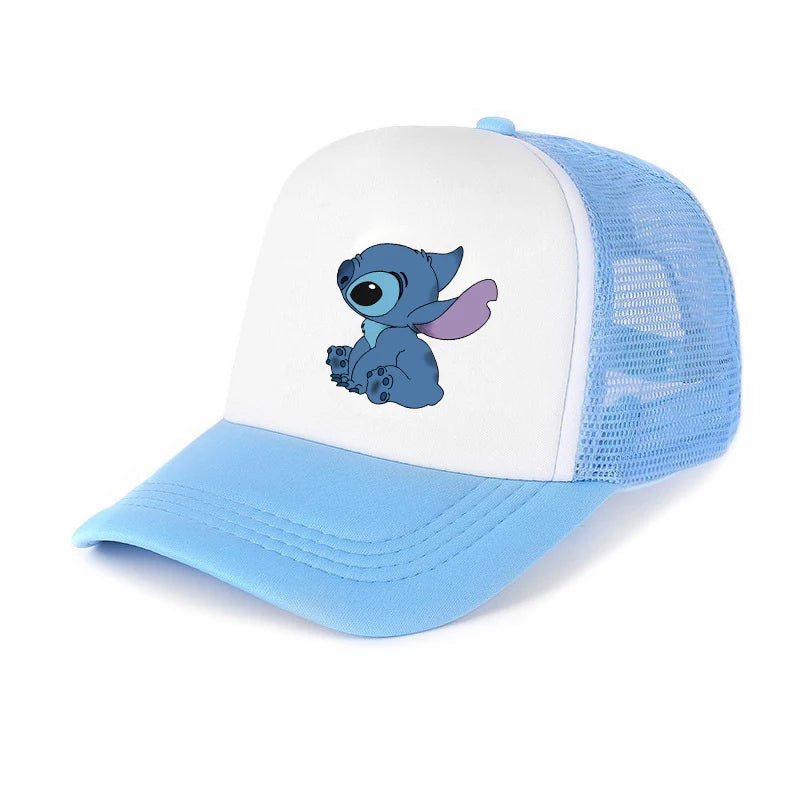 Casquette de baseball Stitch pour garçons et filles, chapeau de soleil en maille imprimé hip-hop décontracté unisexe à protection réglable, chapeau classique à visière en coton