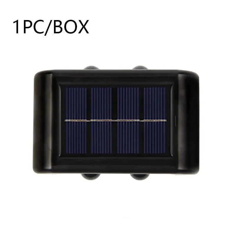 Lampe murale solaire d'extérieur LED 4, étanche, éclairage de jardin supérieur et inférieur, décoration de clôture, lampe solaire
