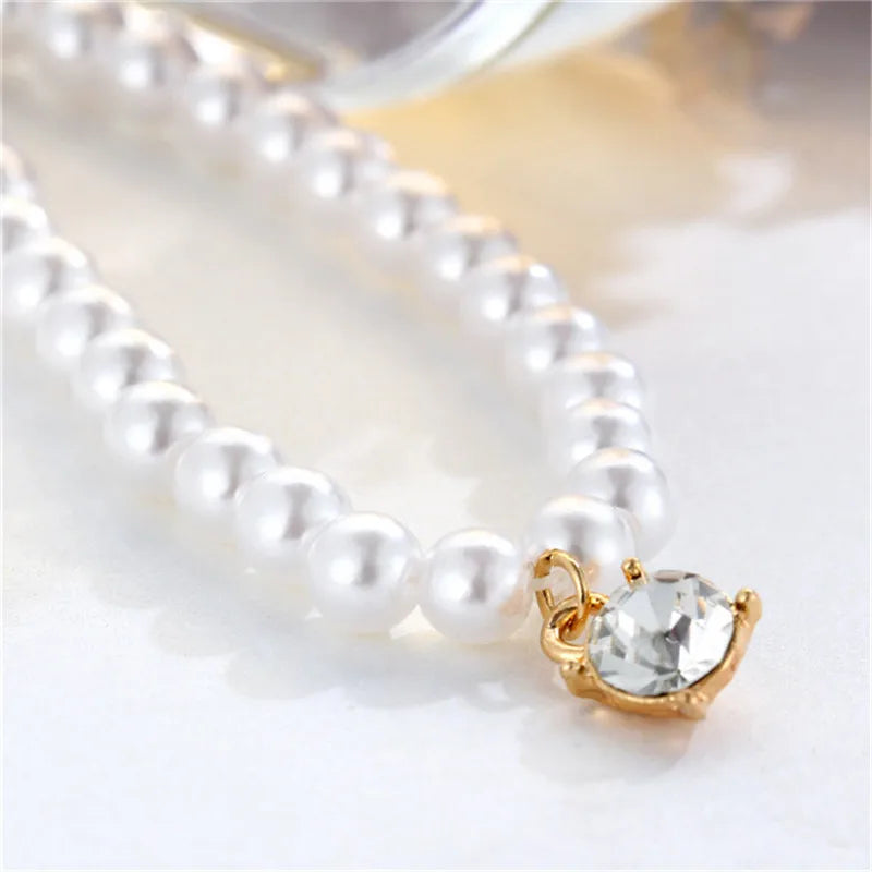 Perle Cristal Collier Ras de Cou Pour Femmes Bohème Coeur Pendentif Multicouche Déclaration Colliers