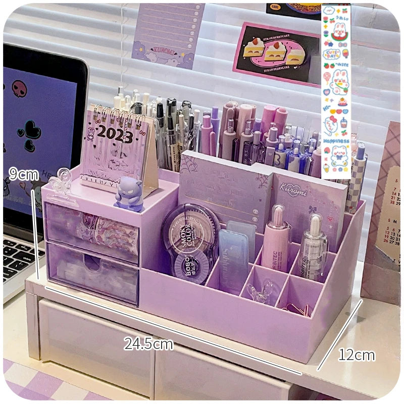 Porte-stylos boîte de rangement organisateur fille tiroir-type bureau