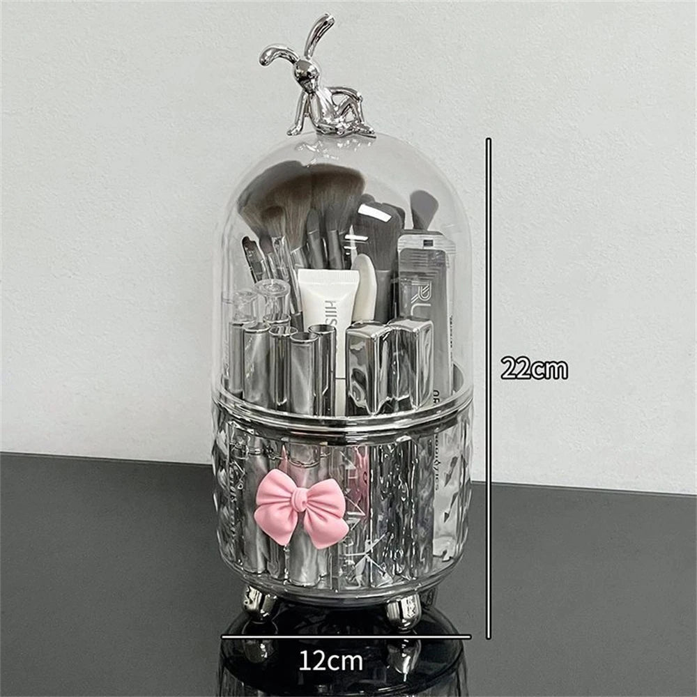 Organisateur de pinceaux de maquillage de bureau, boîtes de rangement pour crayons à sourcils, salle de bains, 360 ° Porte-stylo rotatif, commode anti-poussière, étagère à cosmétiques