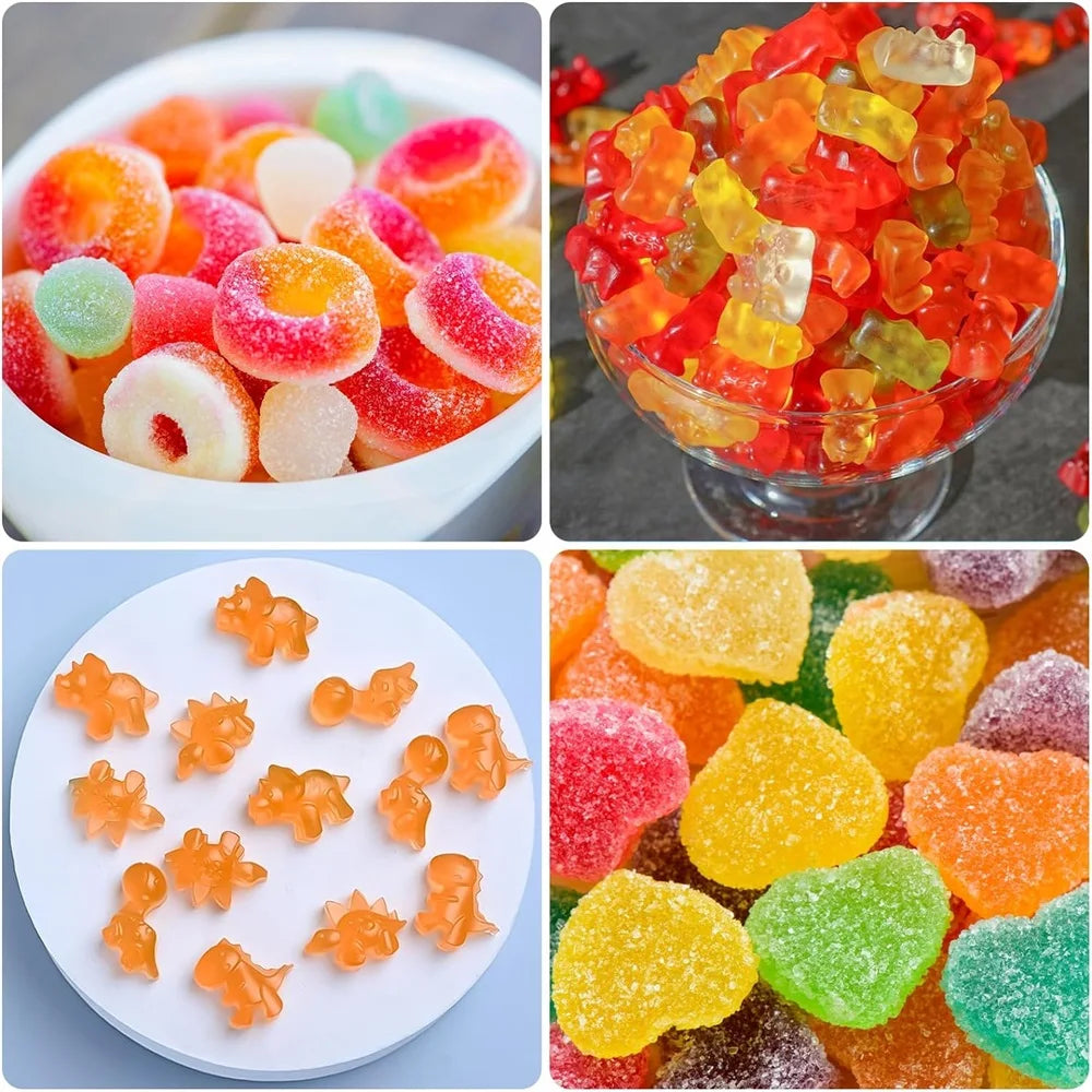 Moules à bonbons en Silicone avec 2 compte-gouttes, ensemble de moules à bonbons gommeux, plateaux à gelée, ensemble de moules de cuisson de bonbons réutilisables, outils de cuisine 4 pièces