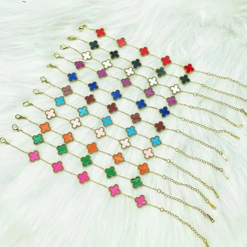 Bracelet Double face en acier inoxydable, 10 pièces, feuille de plante, accessoires de mode polyvalents, cadeau de saint valentin, Souvenir pour femmes