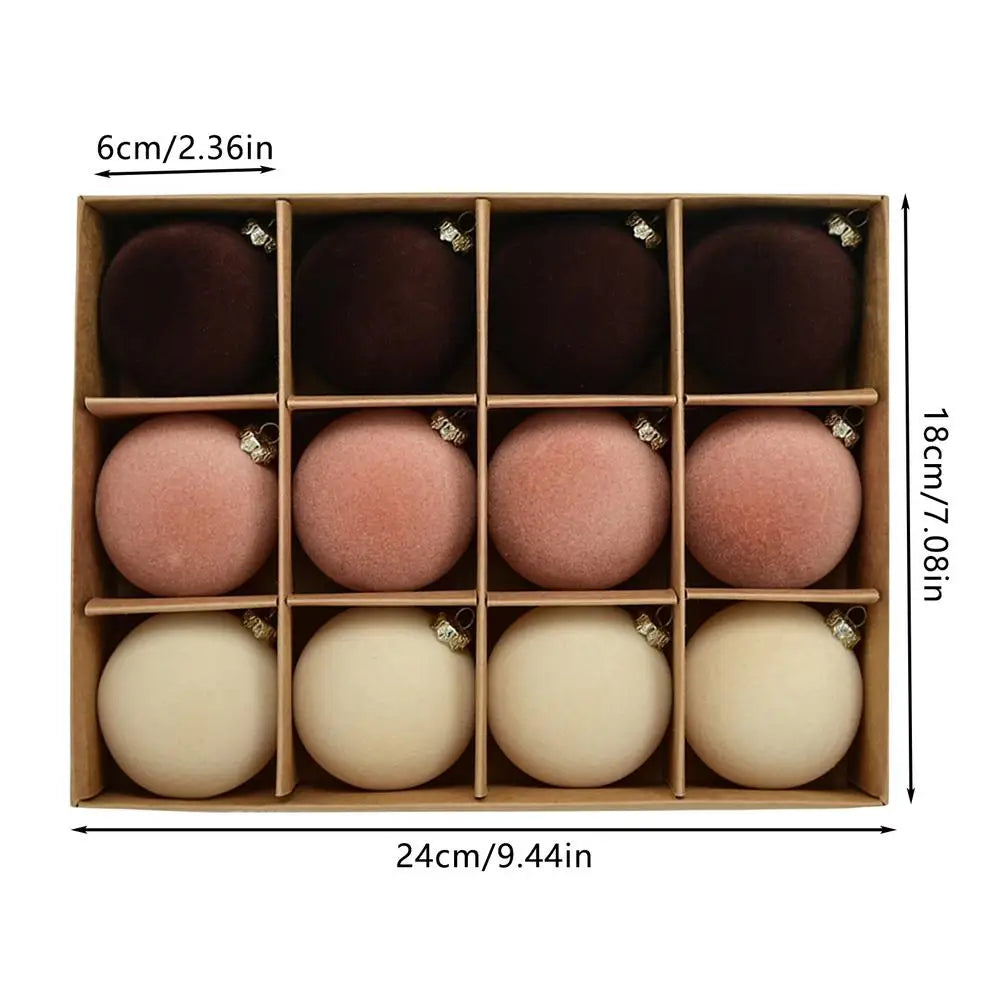 Décorations d'arbre de Noël en velours floqué, décoration, 12 pièces