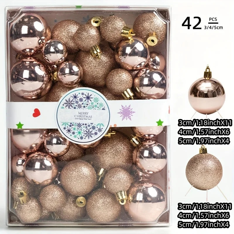 42 boules de Noël, décorations d'arbre de Noël, boules suspendues en différentes couleurs, boules décoratives de Noël et décoration de Noël